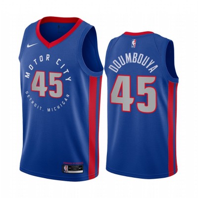 Nike Detroit Pistons #45 Sekou Doumbouya Blue Youth NBA Swingman 2020-21 City Edition Jersey